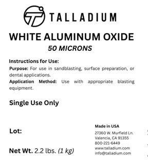 Óxido de Aluminio Blanco Talladium – 50 Micras (Alta pureza)